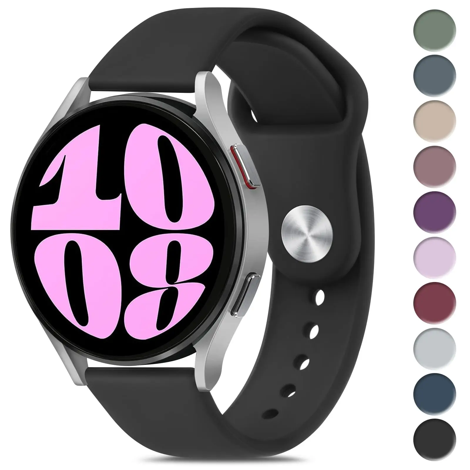 Pulseira de Silicone para Samsung Galaxy Watch, Pulseira Relógio Clássico, Pulseira para Relógio 6, 5, 4, 44mm, 40mm, Active 2, 3, 45mm, 41mm, 46mm, 42 milímetros, 20 milímetros, 22 milímetros