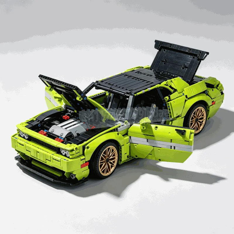 3194PCS Dodge Challenger PF Motorized Sports Car Model MOC Custom Building Blocks DIY Assembly Brick Toy Puzzle Gift Collection