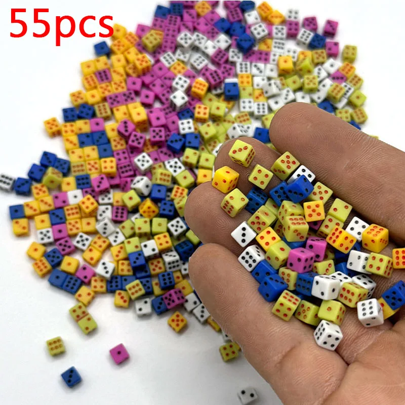 55pcs Assorted 5Mm Dice Square Dice Set random