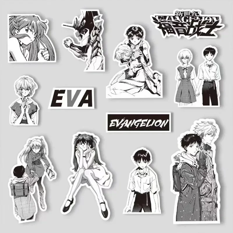 60PCS Evangelion EVA Handbook Stickers Asuka Ayanami Rei Ikari Shinji Black and White Comics Mobile Phone DIY Stickers