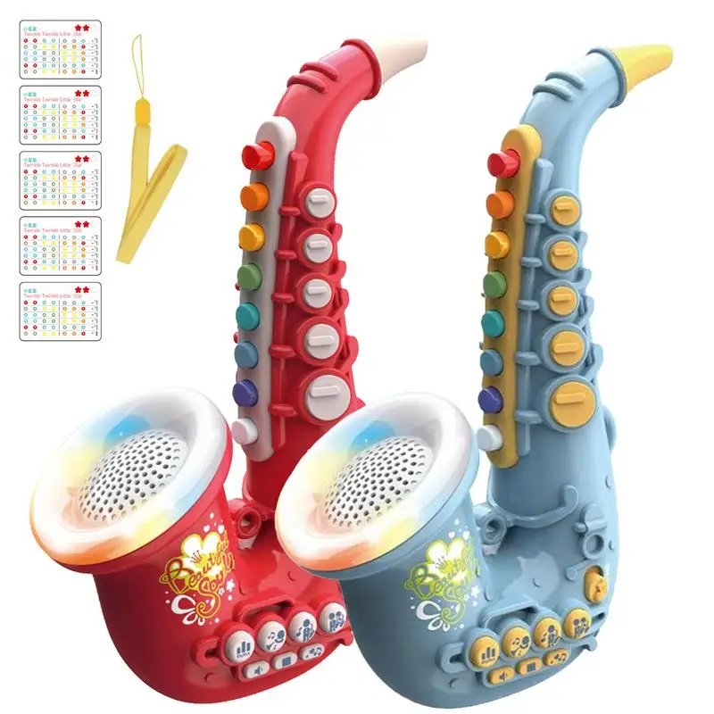 أطفال الساكسفون الساكسفون البوق لعبة أطفال الآلات مع الموسيقى والآلات الموسيقية الخفيفة لعبة للمبتدئين بنين بنات