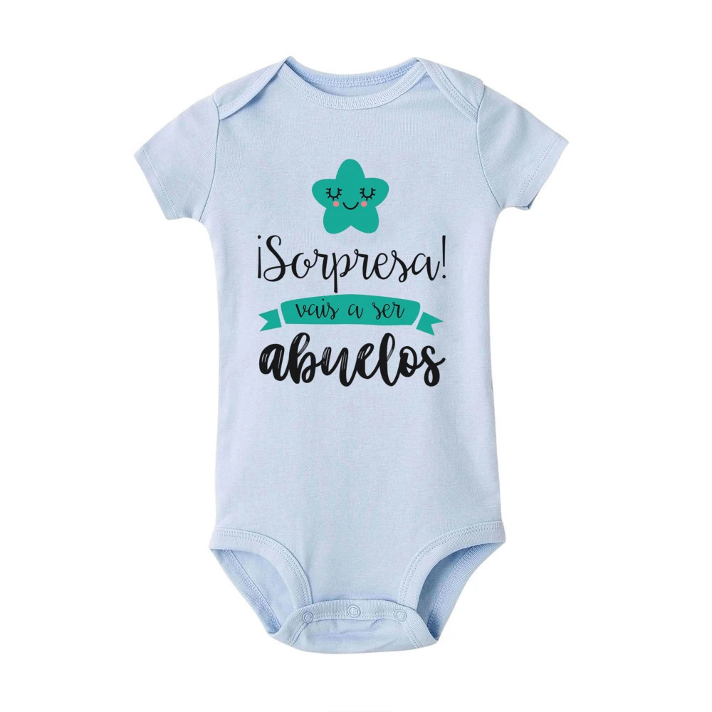 Surprise That You Will Become Grandparents Baby Romper Boy Girl Print Bodysuit Short Sleeve Jumpsuits Summer Infant Clothing