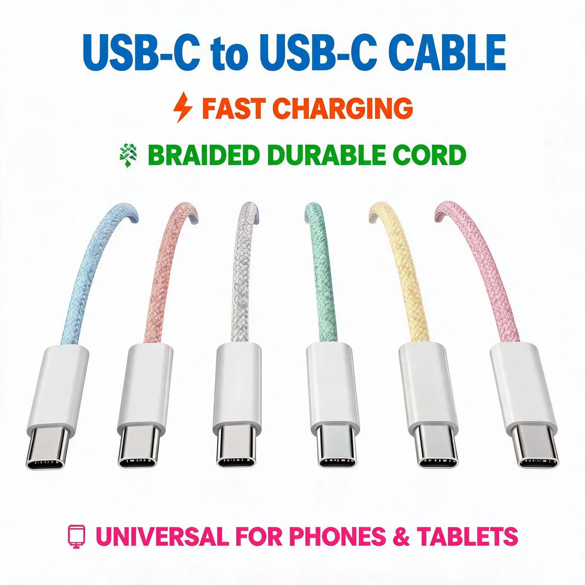 USB C Cable,5-Pack USB C to USB C Cable For iPhone Charger Cord,Fast Charging For Samsung For Switch 2,For iPad, For MacBook