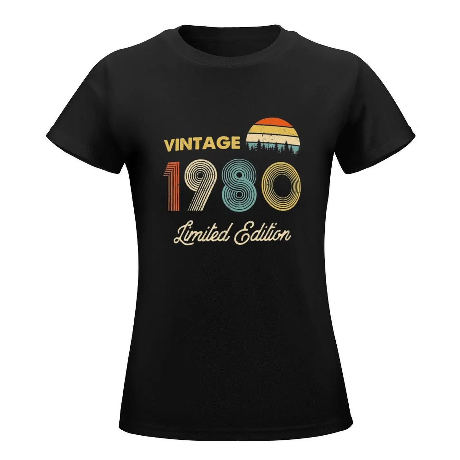 Vintage 1980 Limited Edition 40th Birthday T-Shirt kawaii clothes graphics cat shirts for Women