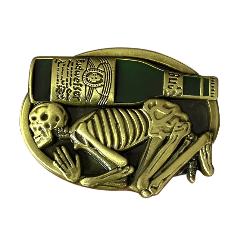 Skull-shaped Drunkard Belt Buckle, European and American Fashion Cross-border Creative Retro Smooth Buckle, Western Denim