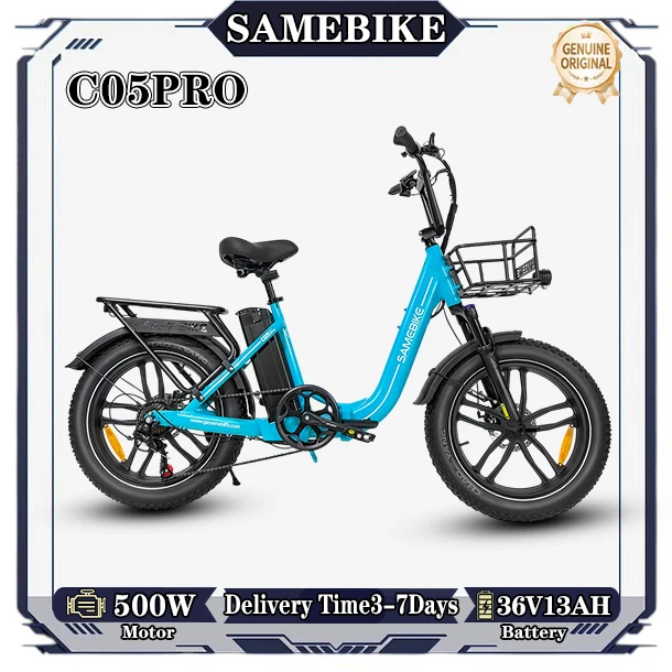 SAMEBIKE C05PRO Opvouwbare Elektrische Fiets 500W Motor 36V13AH Verwijderbare Batterij 20*4.0 inch All-Terrain Vetbanden Volwassen E-bike