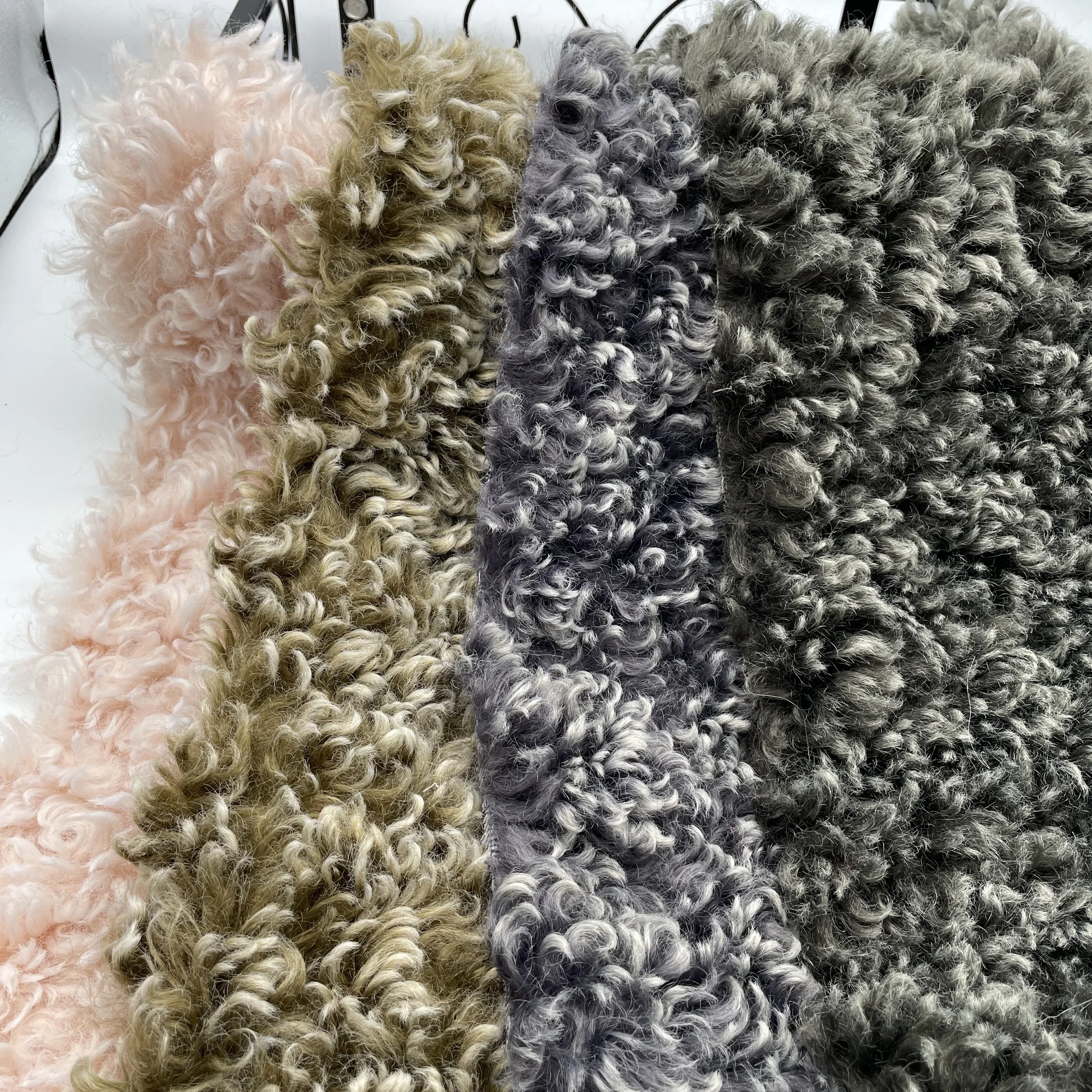 

2cm High End Two-color Curly Plush Fabric Wool Curly Large Sheep Roll Fabric Clothing Toy Doll Plush Handmade White Above Frost