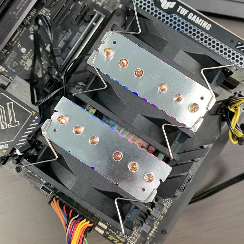 X99 وحدة المعالجة المركزية مبرد الهواء 6 أنابيب الحرارة 4PIN معالج الكمبيوتر RGB المبرد إنتل LGA 2011 1700X79 X99 1150 1151 1155 1156 AM5 AM4 AM3 #5