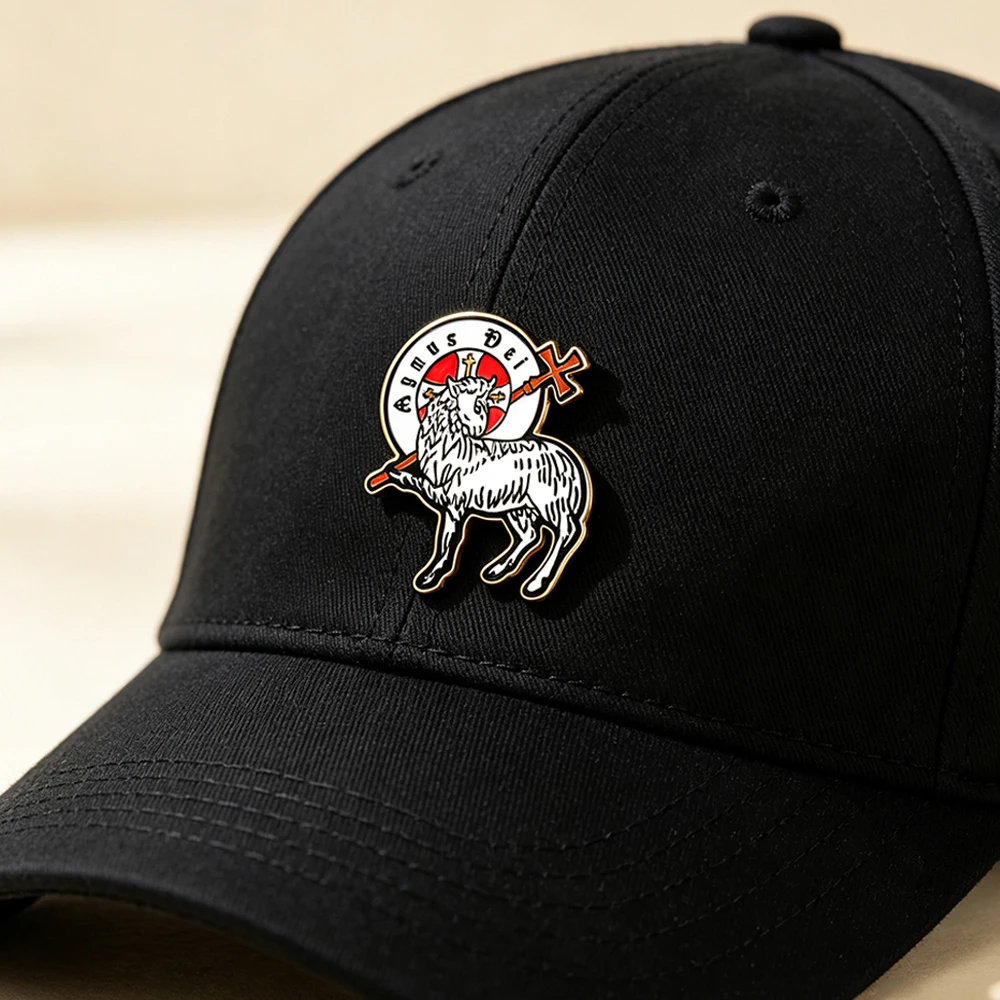 Agnus Dei Lamb of God Brooch Religious Christian Lapel Pin Faith Jewelry Gift Catholic Christian Badge for Backpack Hat Clothing