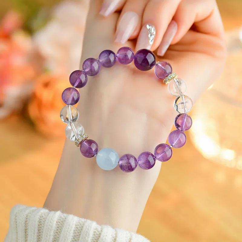 

Natural Amethyst Design With White Aquamarine Exquisite Fashion New Women'S Bracelet