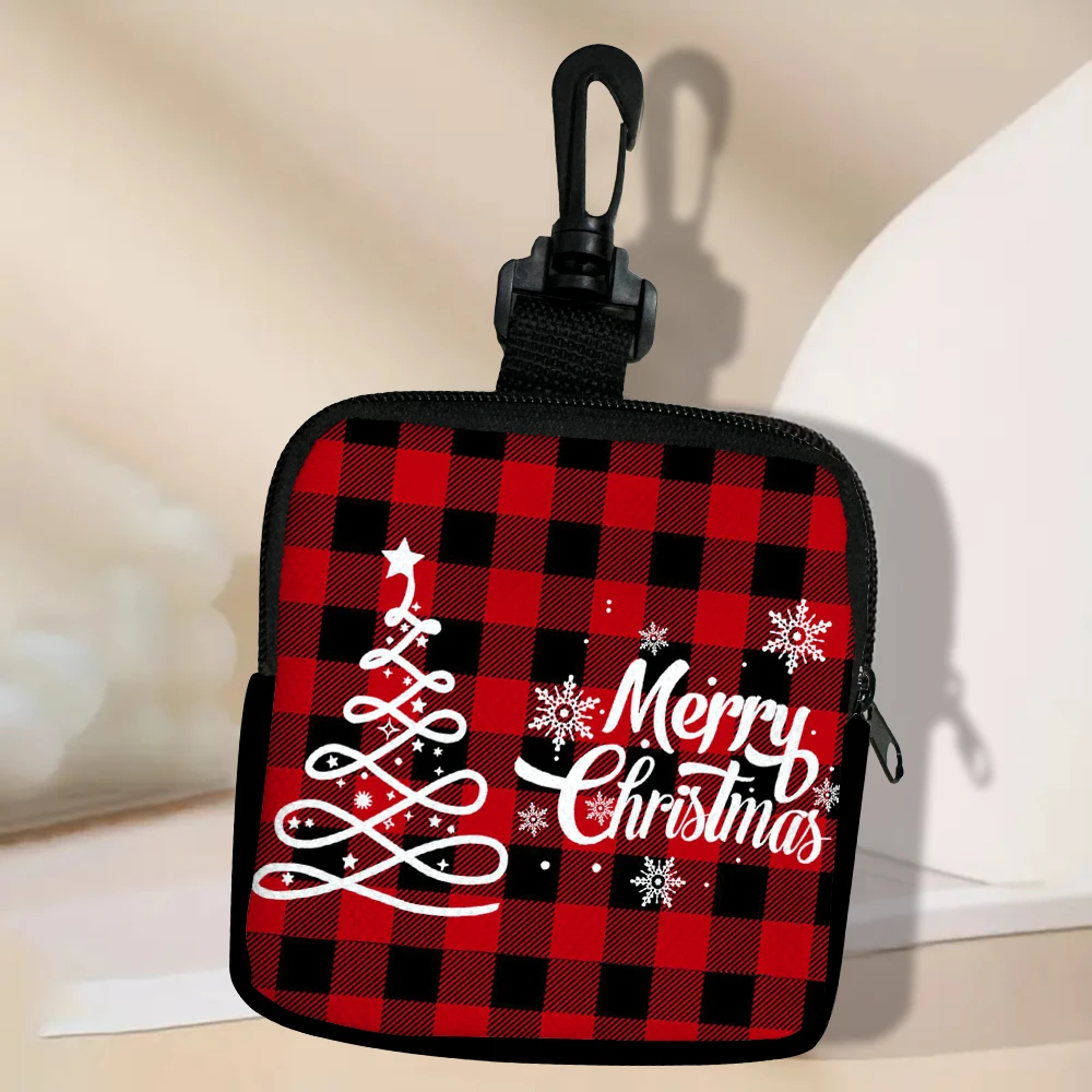 

Christmas Fashion Zipper Coin Purse Credit Card Holder Mini Change Purse with Key Ring Change Bag Short Wallet Gift 7.25