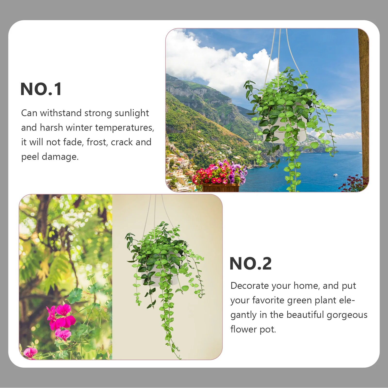 

5Pcs Hanging Flower Pot Indoor Outdoor Hanging Planter Basket Uv Resistant Frostproof Plant Container for Balcony Terrace Living