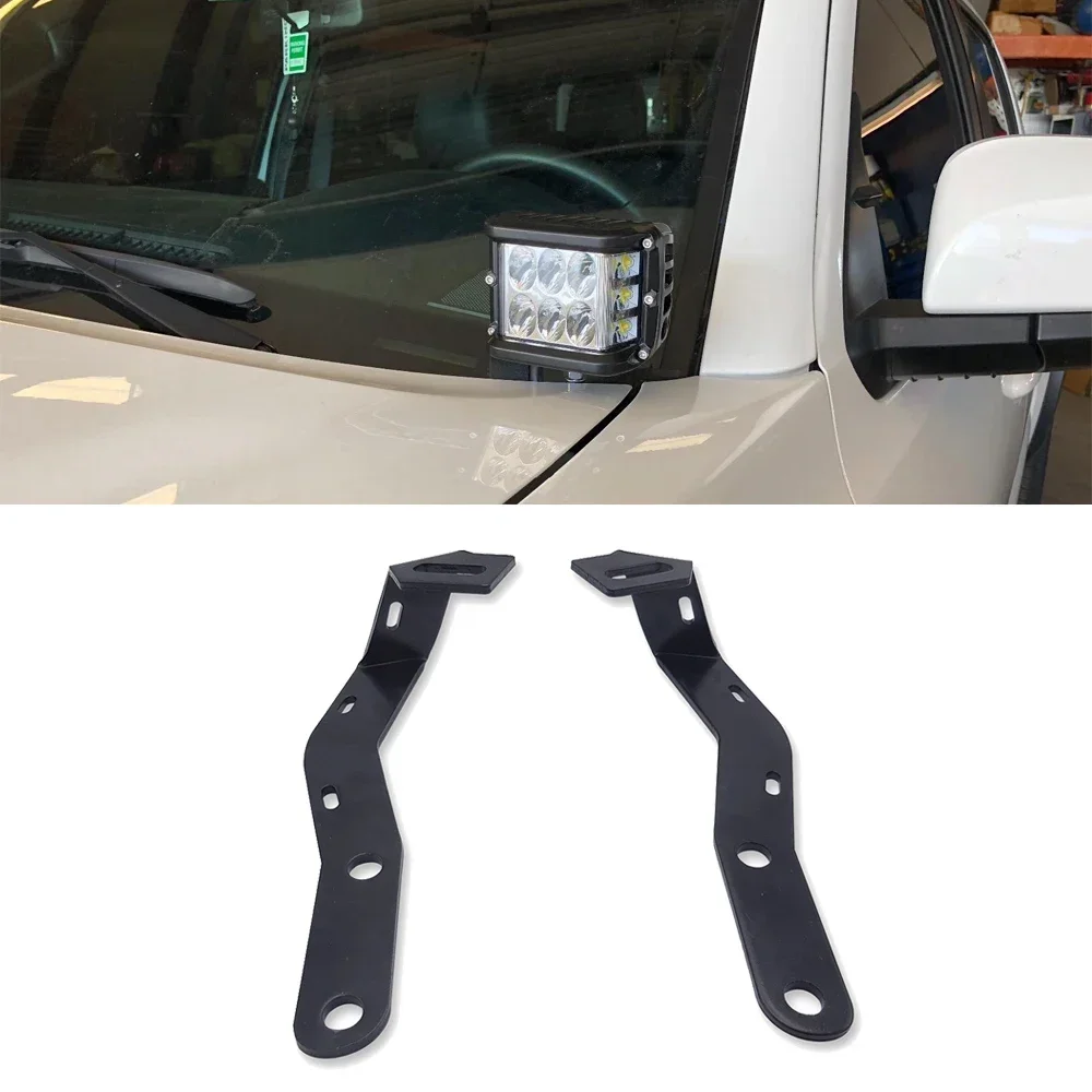 Upper Hood Left and Right Side Pillar LED Work Light Ditch Mount Brackets For Toyota Tacoma 2016-2023