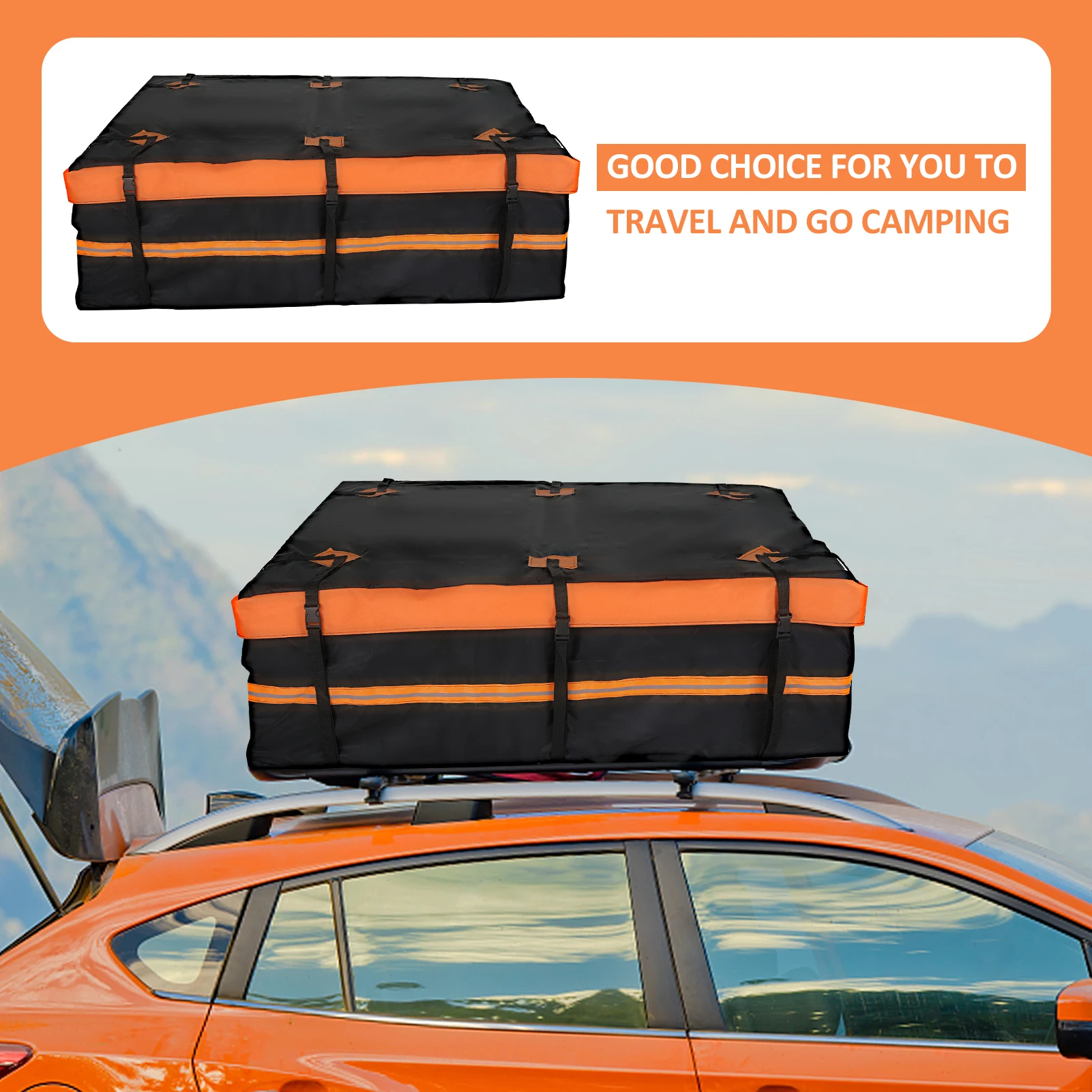 

800D Waterproof Car Roof Cargo Carrier - Universal Cargo Bag, 20 Cubic Feet Luggage Storage Cube Bag, for All Cars with Rack