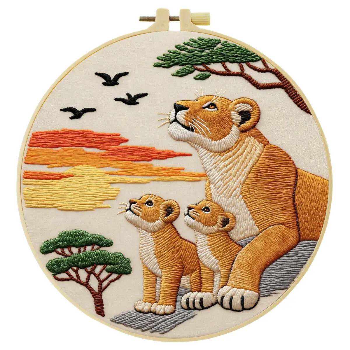1 Stück 20X20CM/15X15CM 7,87/6,3 Zoll Tier - Löwe Stickerei Starter-Kit DIY-Kit DIY-Stickerei-Set Handarbeiten Nadelkunst – Detail 4