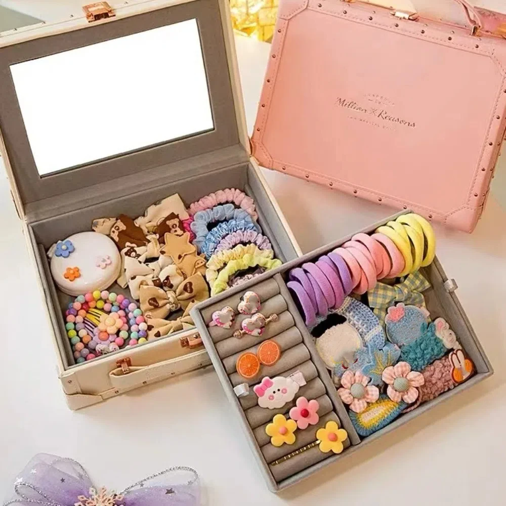 Double Layer Jewelry Packing Box Multi-function PU Leather Earring Storage Case Necklaces Bracelets Headdress Organizer