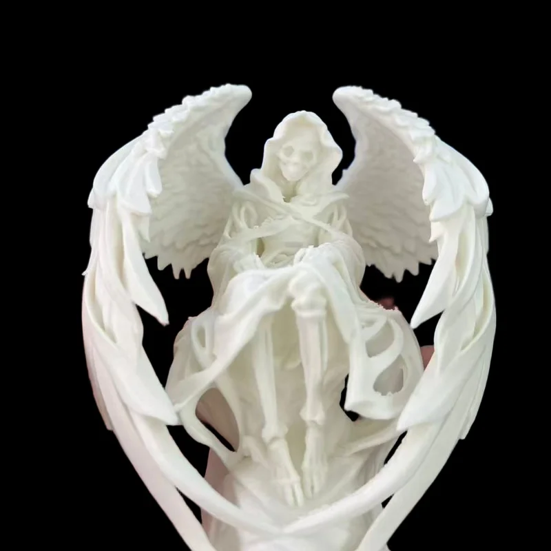 3D Printed Skull Angel Model Creative Desktop Bedroom Ornament Collectible Decor Fish Tank Landscaping Gift for Figure Lovers