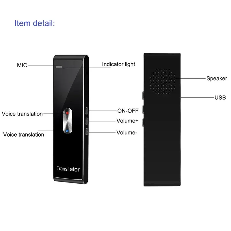 

T8S Portable Bluetooth Smart Voice Translator 40 Multi Languages Real Time Instant Translation Wireless AI Learning Conversion
