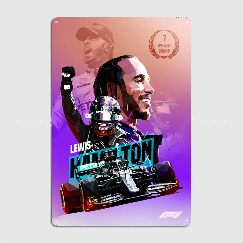 Lewis Hamilton 7th Title Modern Home Decoration Accessories Metal Signs Vintage Poster F1 Wall Decor Garage Bar Decor Art Mural