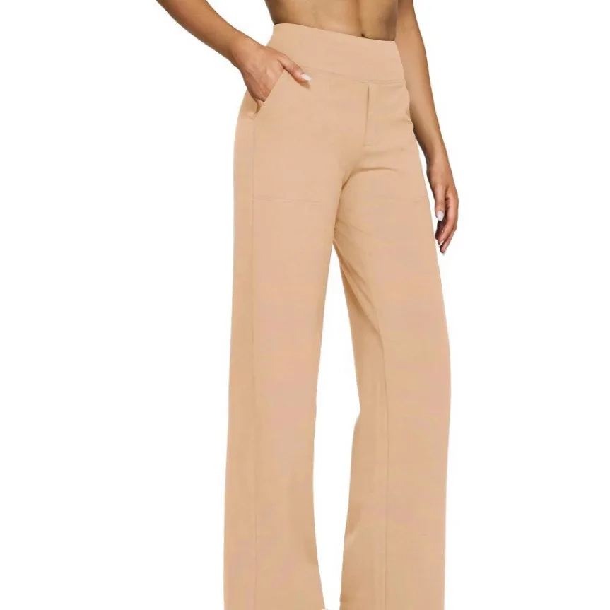2025 Autumn New Women's Solid Color High Waist Pocket Loose Casual Straight Pants