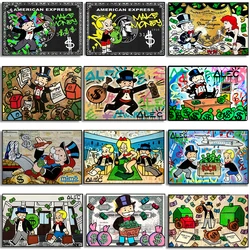 Cartoon Alec Graffiti Monopoly Millionaire Money Poster Canvas Painting Graffiti Art Abstract Wall Picture Room Home Decoration