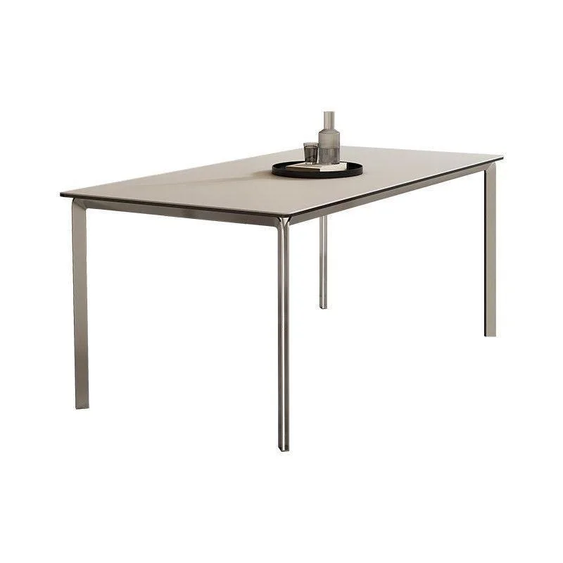 Light luxury rock slab dining table and chair combination, rectangular Nordic modern minimalist stainless steel table