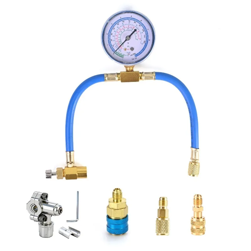 Multi‑Spec Car Air‑Conditioner Refrigerant Gauge, Refrigerant Charging Hose, AC Recharge & Inspection Tool