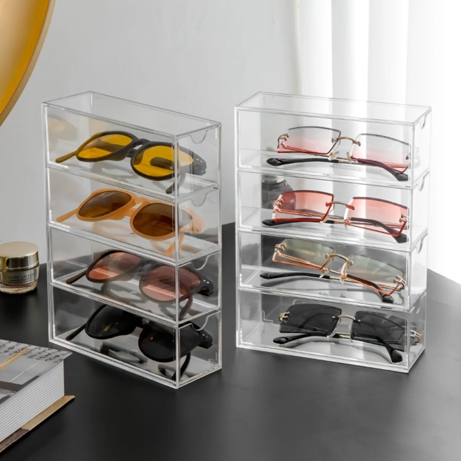 Lunettes de soleil de bureau transparentes MELSync, lunettes de soleil anti-poussière, superposition, cosmétiques, rouge à lèvres, mise en œuvre, choix idéal pour G