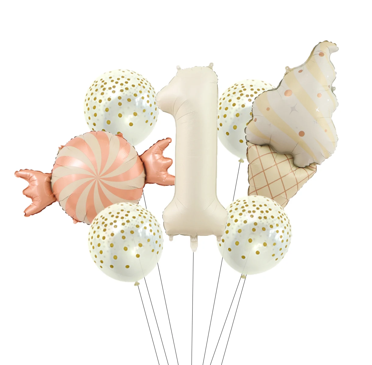 Cukierki Pączek Lody Balony foliowe z kolorowymi konfetti Ballon 1 2 3 4 5 6 7 8 9 lat Dzieci Urodziny Przyjęcie Baby Shower Dekoracje