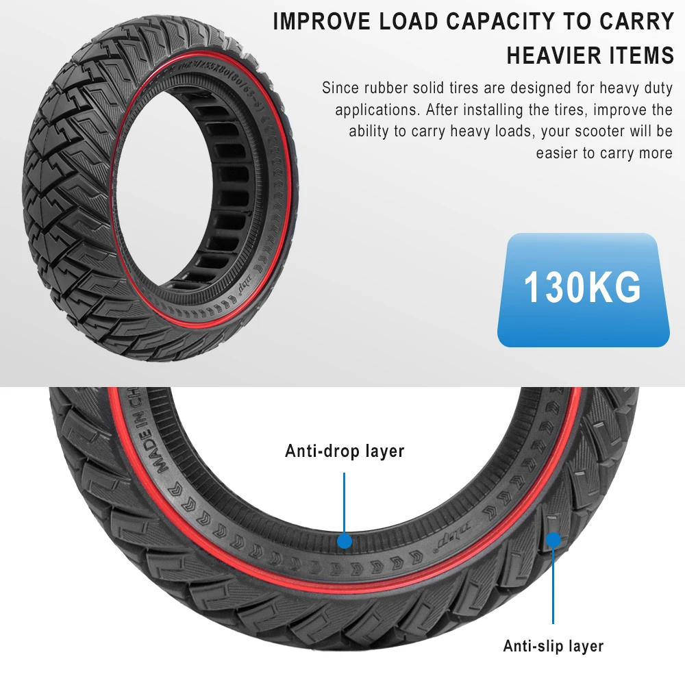 Pneumatico Pieno 255x80 / 10x3 / 80/65-6 Per Monopattini Kukirin, Kugoo, Zero, Dualtron, Vsett, Speedway