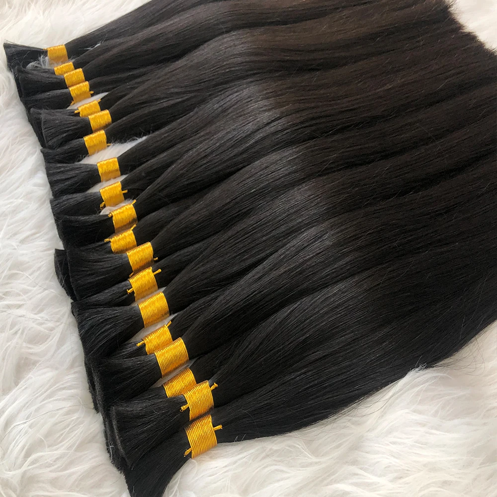 Double Drawn Russian Hair Real Human Hair High Quality Virgin Cuticle Aligned Straight Hair Bulk for Braiding