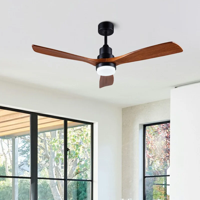 Modern Solid Wood Ceiling Fan Light Remote Control Ceiling Fan Lamp mute Adjustable Six Levels Wind Speed Living bedroom Decor