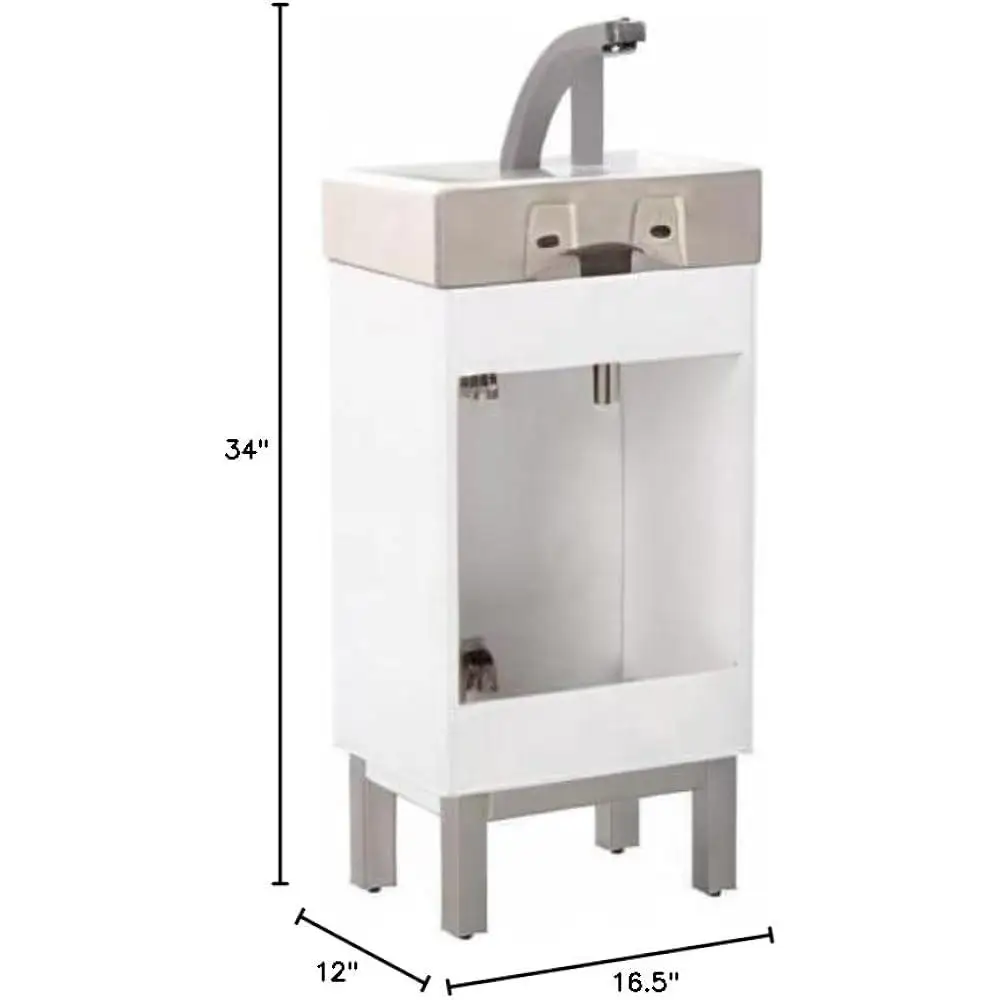 Compact Bathroom Vanity Floating or Freestanding Porcelain Sink Soft Close Cabinet Space Saving Solution Small Toiletry Area