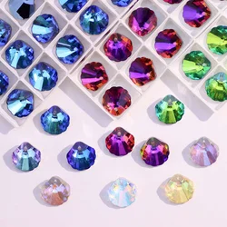New Fashion Scallop Sea Shell Crystal Pointback Small Pendants Hole Rhinestone Diy Jewelry Necklace Accessories Earring Bracelet