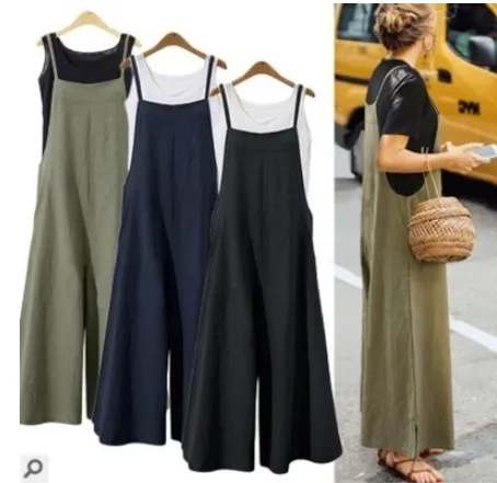 plus Size Women's Casual Overalls Loose Slimming Trendy Street Style Mixed Fabric 7/8 Length Pants European And American