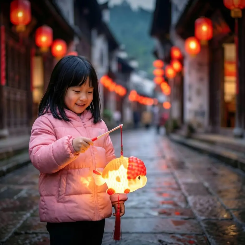 Traditional Chinese Koi Lantern Glowing Pendant Portable Handheld Ornament Festival Celebration Home Hanging Decor