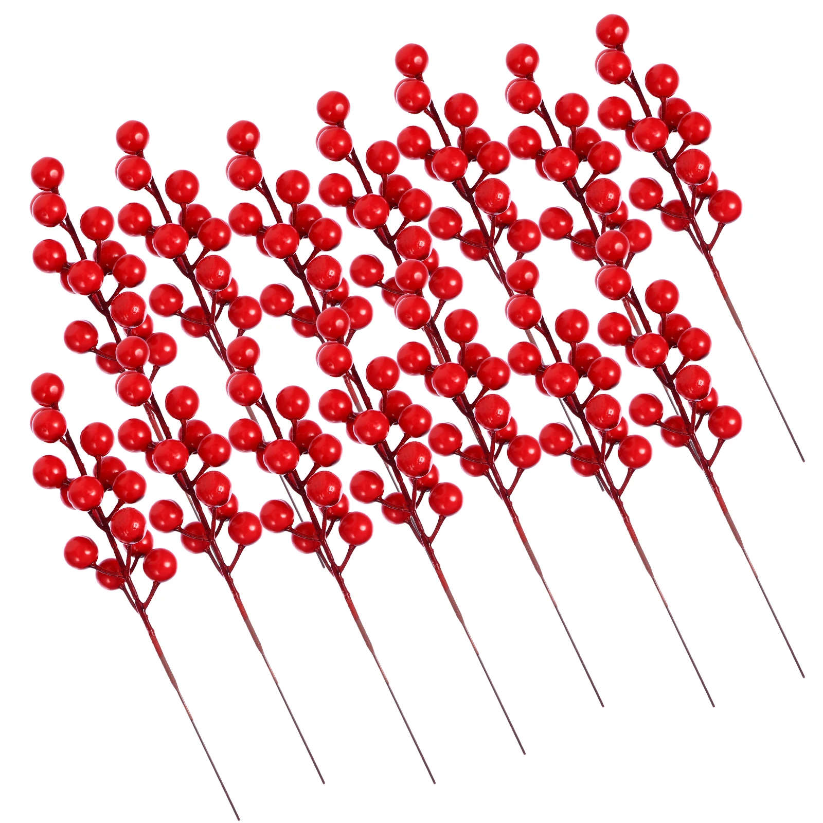

20pcs Artificial Red Berry Branches For Xmas Party Decoration Home Decor Diy Craft Berry Picks Simulation Red Berries