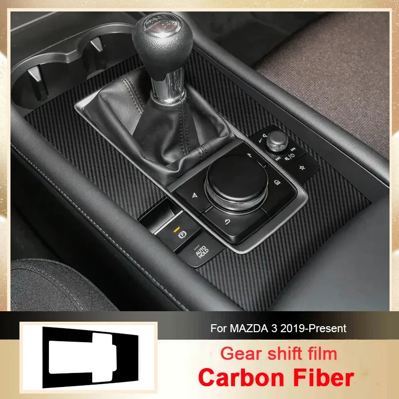 

Car Carbon Black Interior Sticker Lifting Window Panel Decal For MAZDA 3 2019-Present LHD Gear Inner Door Protective Film