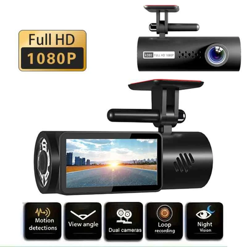 Front Rear Automotive Recorder Double Camera 74° Wide Camera Car Dashcam 1.97in Screen Camera