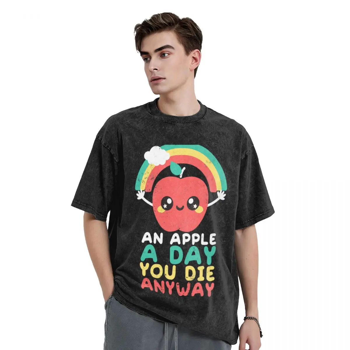 An apple a day you die anyway T-Shirt Short sleeve tee hippie clothes workout shirts for men