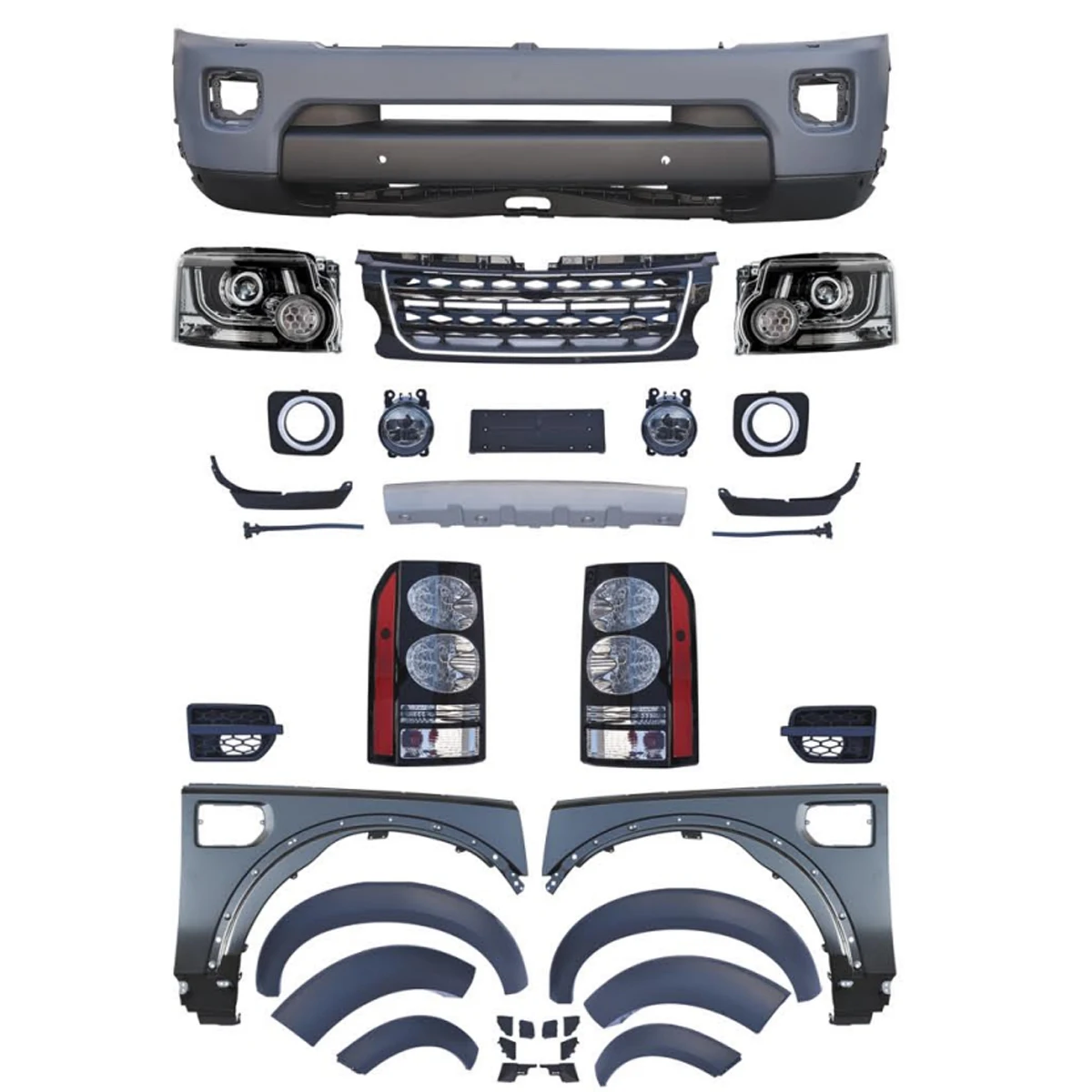 Upgrade To 2014 discovery 4 bumpers Body Kit For Land Rover discovery 3 2009-2013 include headlight taillight.