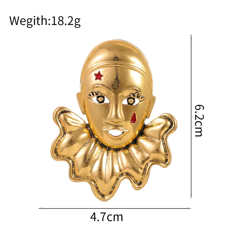 Vintage glossy human head brooch fashion creative human face pin hot sale men women clothing accessories jewelry gift