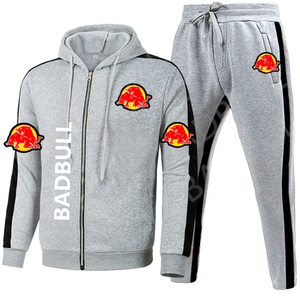 badbull, 2024, men\'s and women\'s casual wear, sports suits, hoodie 2-piece set, zip hoodie