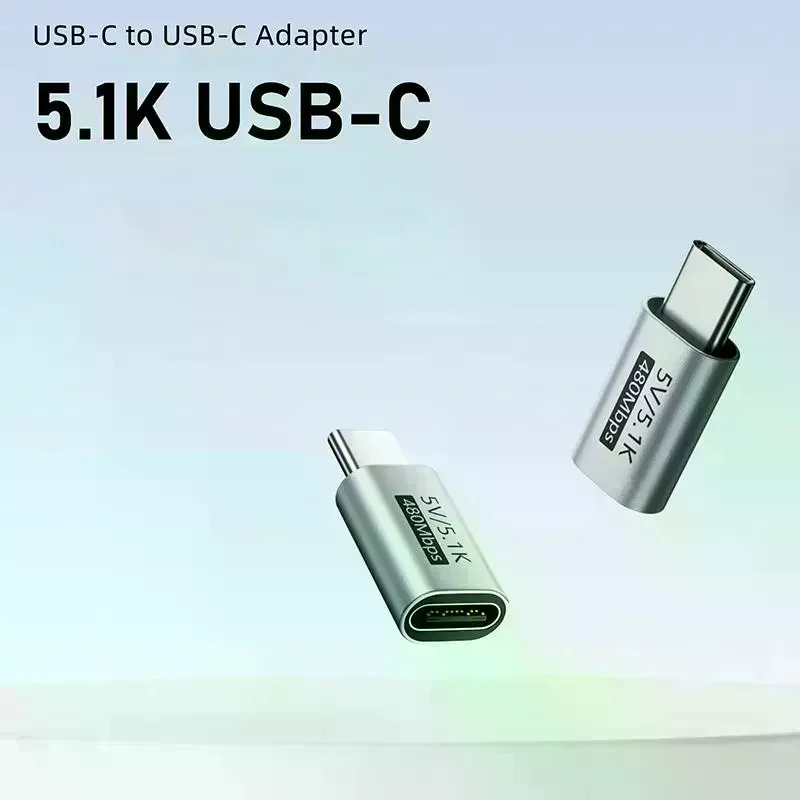 USB-C 5.1K Resistor Charging Adapter Safe 5V Overvoltage Protection Aluminum Alloy Type C Connector For Small Smart Gadgets