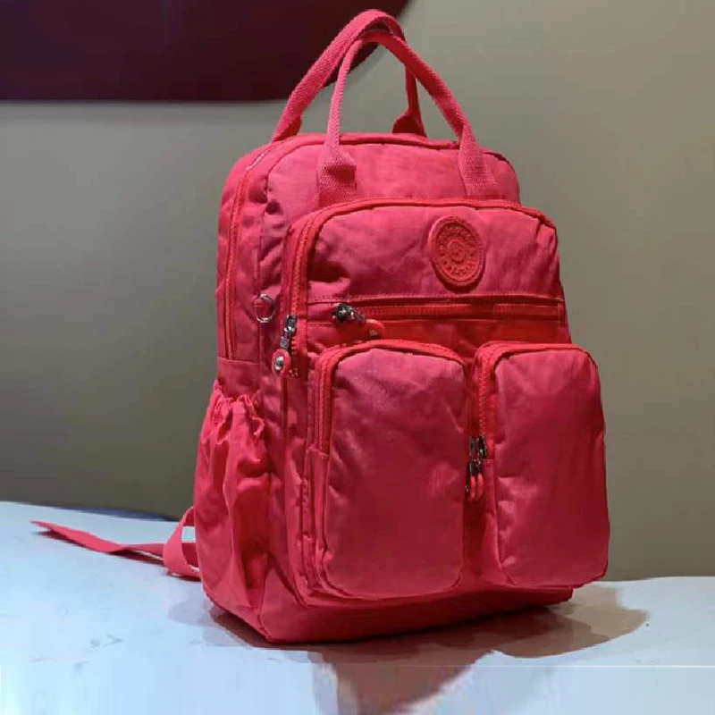 Mochila de nailon resistente al agua para mujer, bolso escolar con asa suave, sólido, multibolsillo, con cremallera de viaje, para ordenador portátil