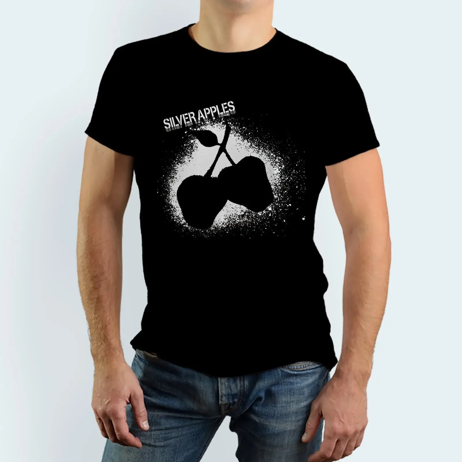 Silver Apples Electronic 60s Band Black T Shirt vintage Washed fashion Slightly streetwear Stylish Comfortable Breathable