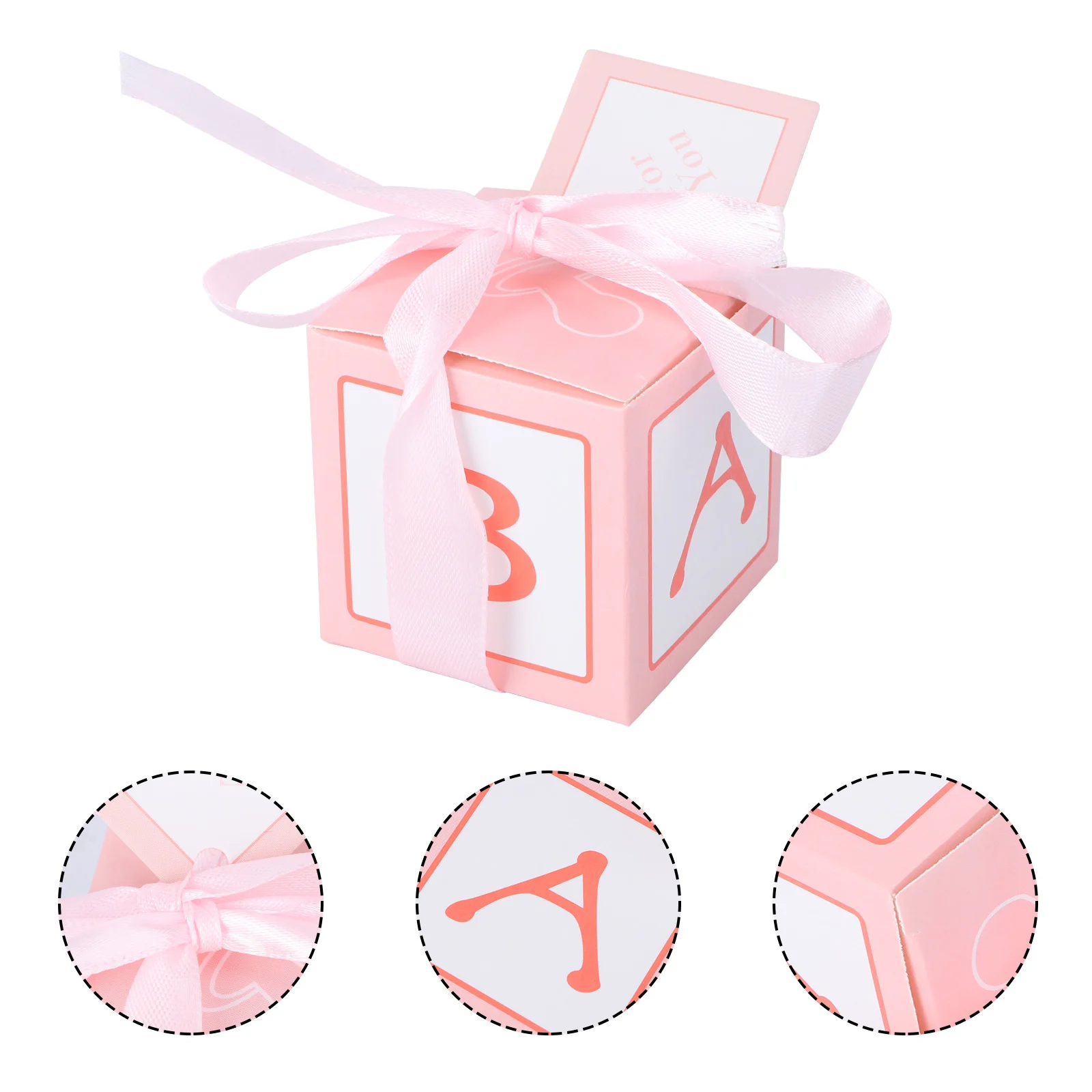 12pcs Wedding Baby Shower Candy Boxes Printed Boxes with Stitched Ribbon and Cards Decent Chocolate Treat Boxes(Blue)