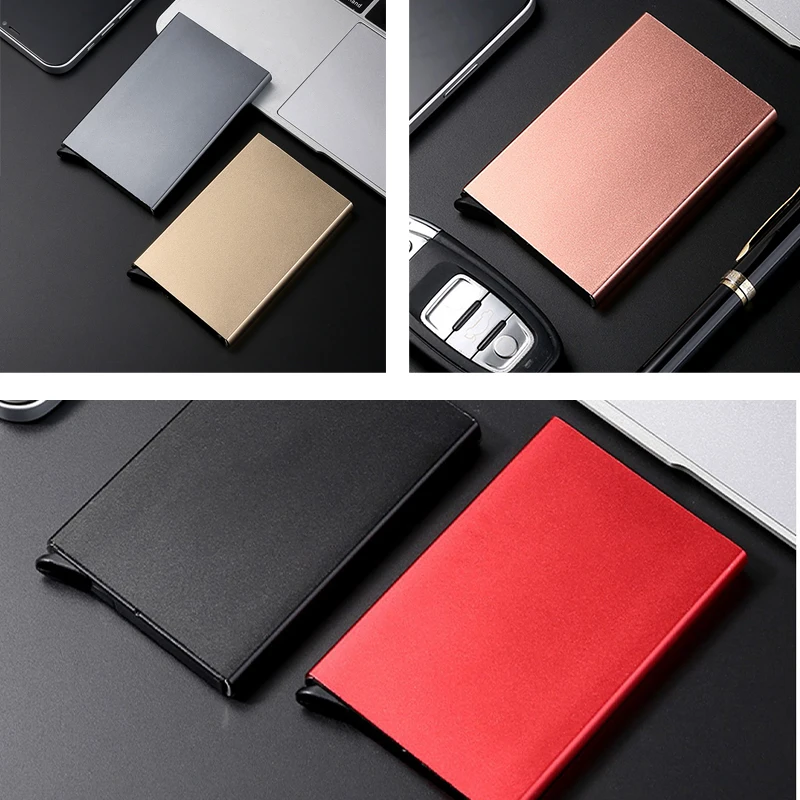 Slim Pop Up Wallet Minimalist Credit Card Holder For Men Women RFID Blocking Mini Metal Case image 3