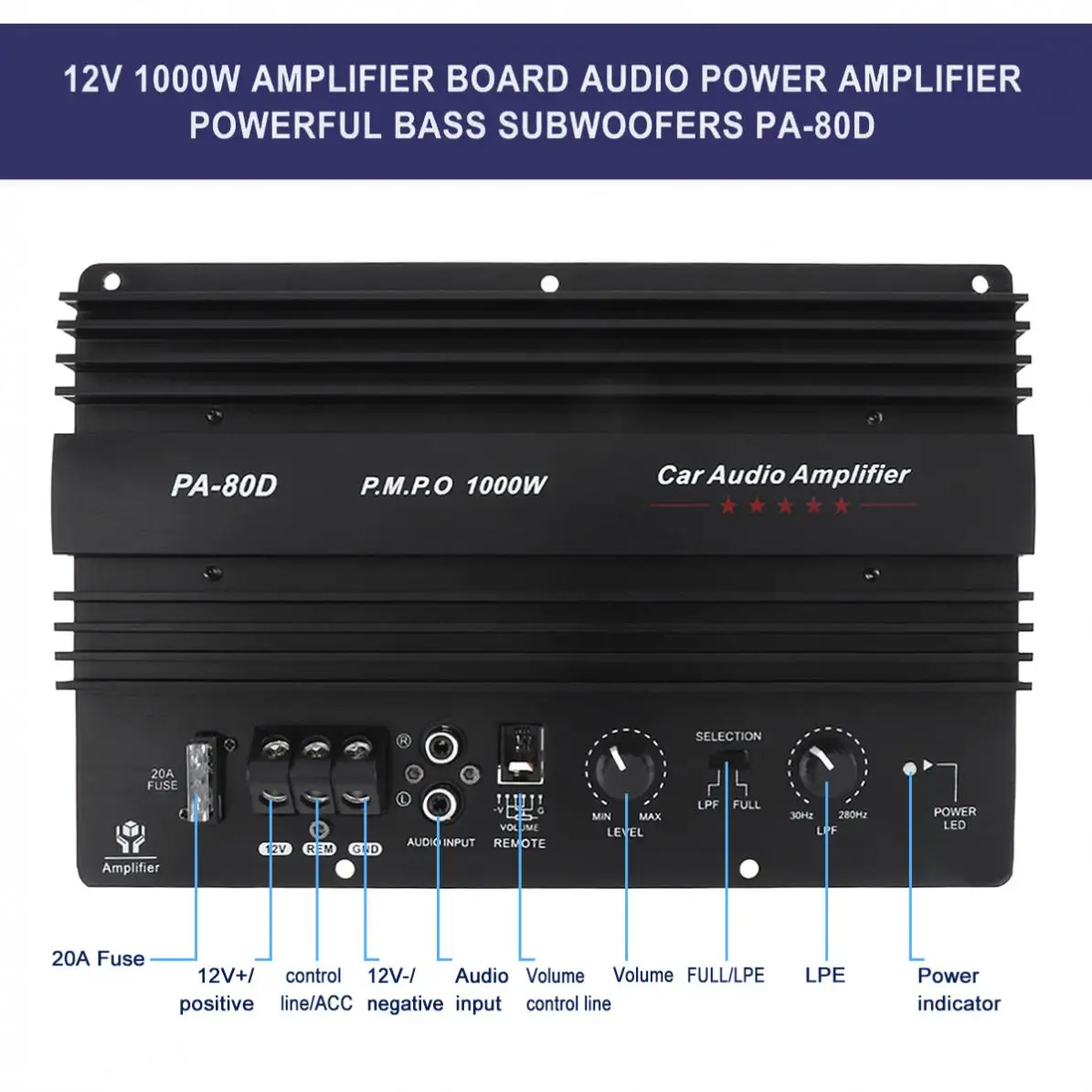 12V Subwoofer 600W/1000W High Power Powerful Bass Car Player Amplifier woofer Amplifier Board Car Speakers