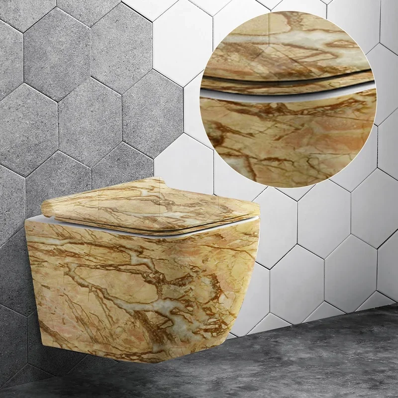 #Modern Chinese Toilets Bathroom Ceramic Smooth Marble Color One Piece Wall Hung Toilet